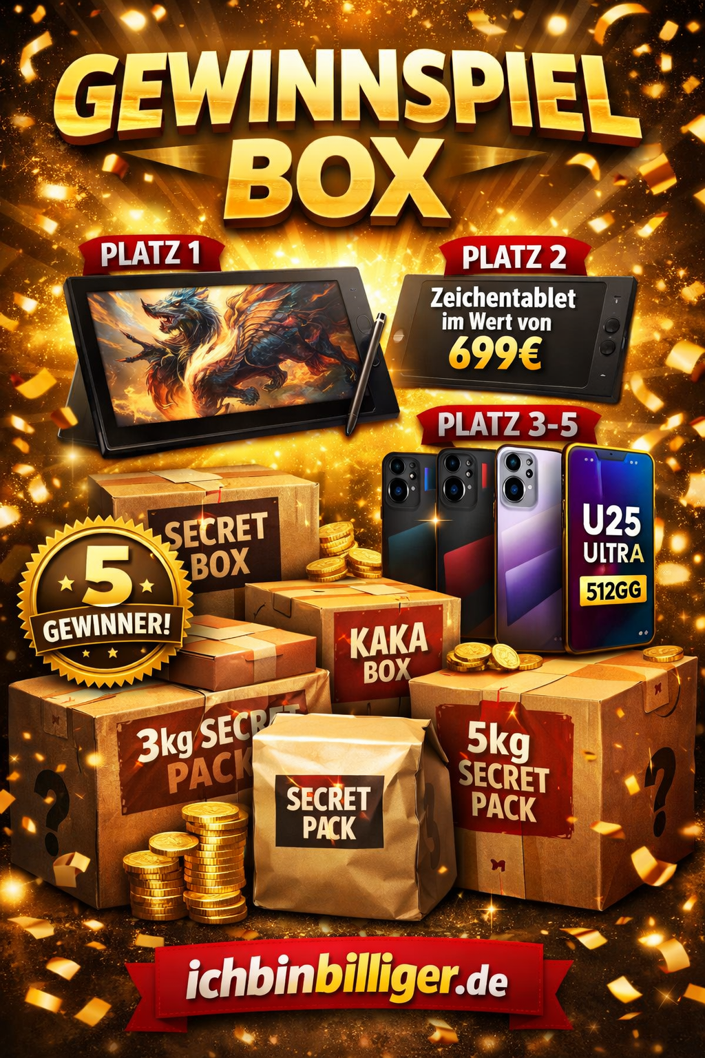Secret Gewinnspiel Aktion mit 50 Boxen & 5 Gewinner
