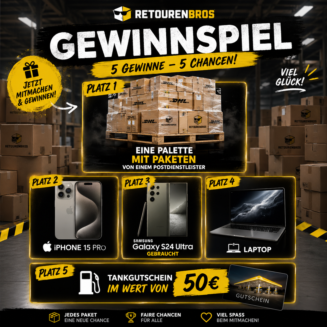 🎉ALLES MUSS RAUS AKTION 🎉 50 Boxen & 5 Gewinner Hauptgewinn XXL Palette mit SECRET Pakete