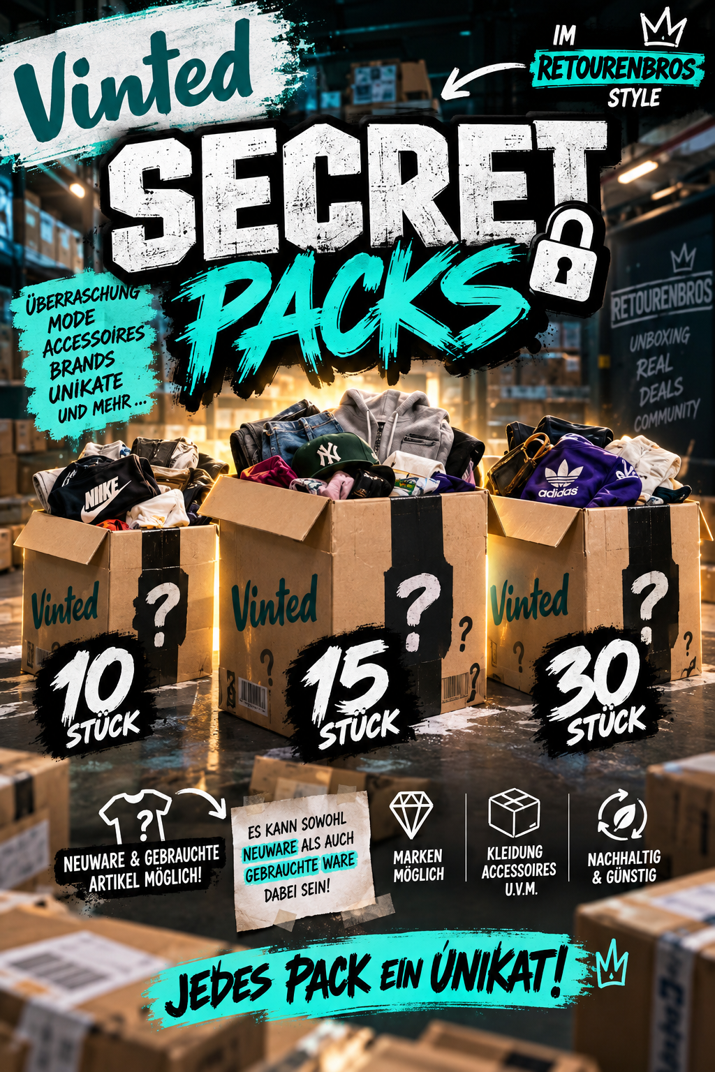 Vinted Secret Packs – Überraschungspakete | 10, 15 oder 30 Stück