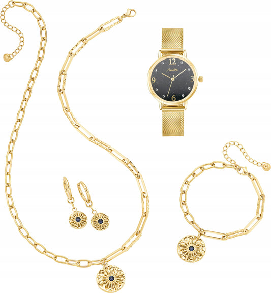 „Aniston Weihnachts-Mini-Adventskalender – 4 Türchen mit Schmuck & Armbanduhr“ UVP 89€
