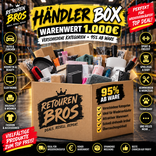 Händler Box XXL – 1.000 € Warenwert | 95 % A/B-Ware | Bunter Kategorien-Mix