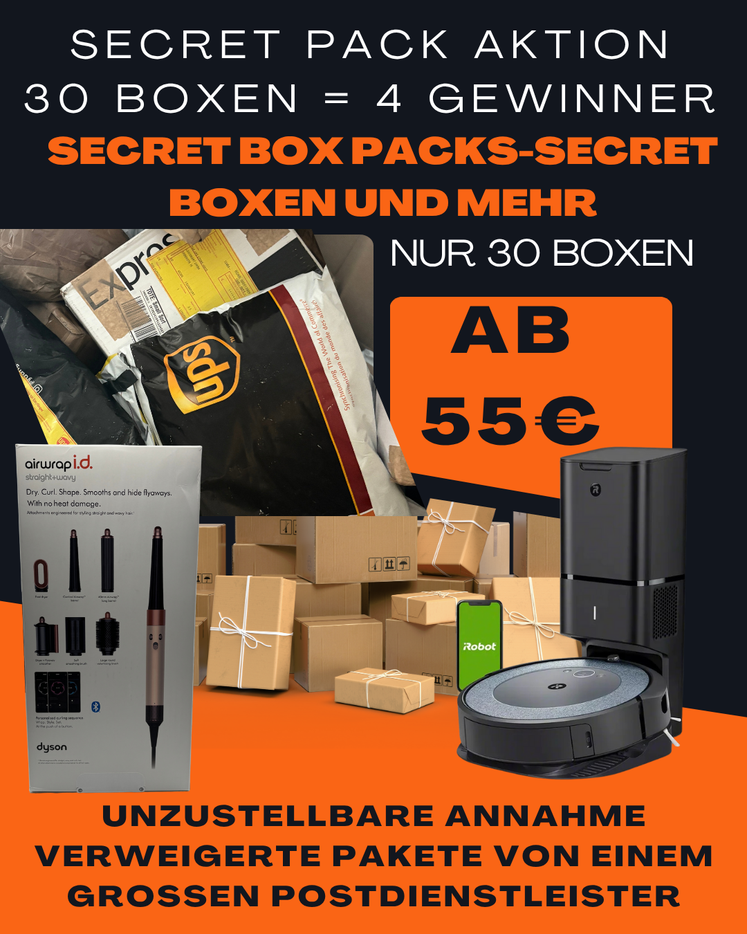 Secret Pack Aktion 30 Boxen = 5 Gewinner