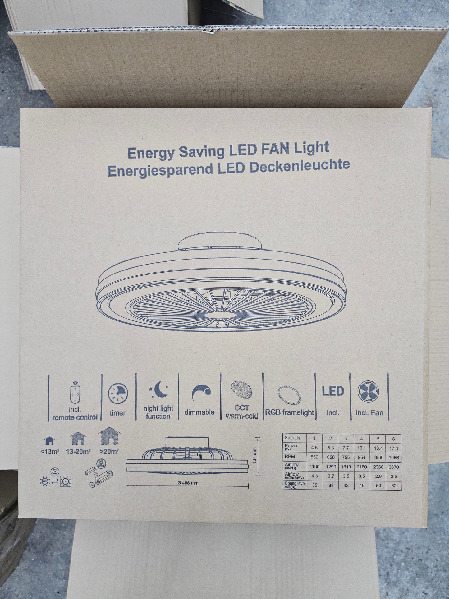 Palette (42 Stk.) BKZO LED Deckenventilator mit Lampe (NEUWARE) - inkl. Spedition